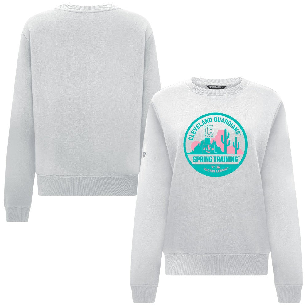 Cleveland Guardians Levelwear Women's Yvette Spring Training Badge Bold Sweatshirt - White - MLB Online