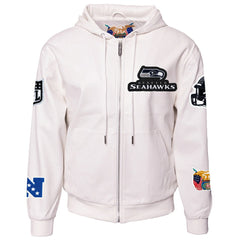 Seattle Seahawks Jeff Hamilton Vegan Leather Full-Zip Hooded Jacket White