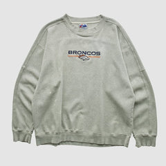 Fanatics Denver Broncos Majestic 2000s Pullover Sweatshirt Heather Gray Vintage