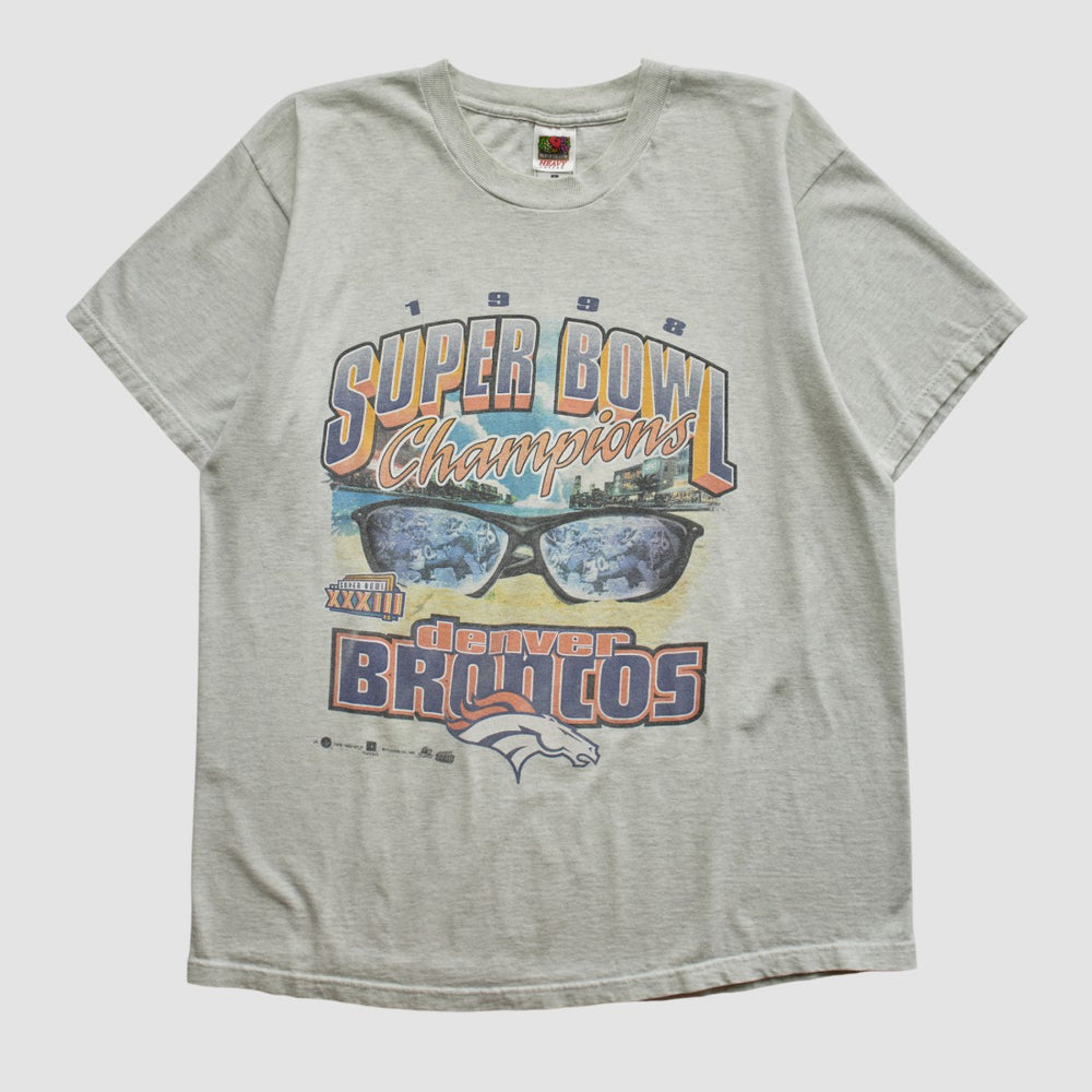 Fanatics Super Bowl XXXIII Fruit of The Loom 1998 T-shirt Heather Gray Vintage