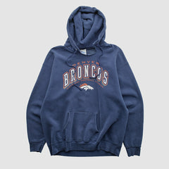Fanatics Denver Broncos Pro Player 90s Hooded Pullover Sweatshirt Navy Vintage