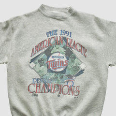 Minnesota Twins Salem Sportswear 1991 Pullover Sweatshirt - Heather Gray - Vintage - Fanatics on Sale