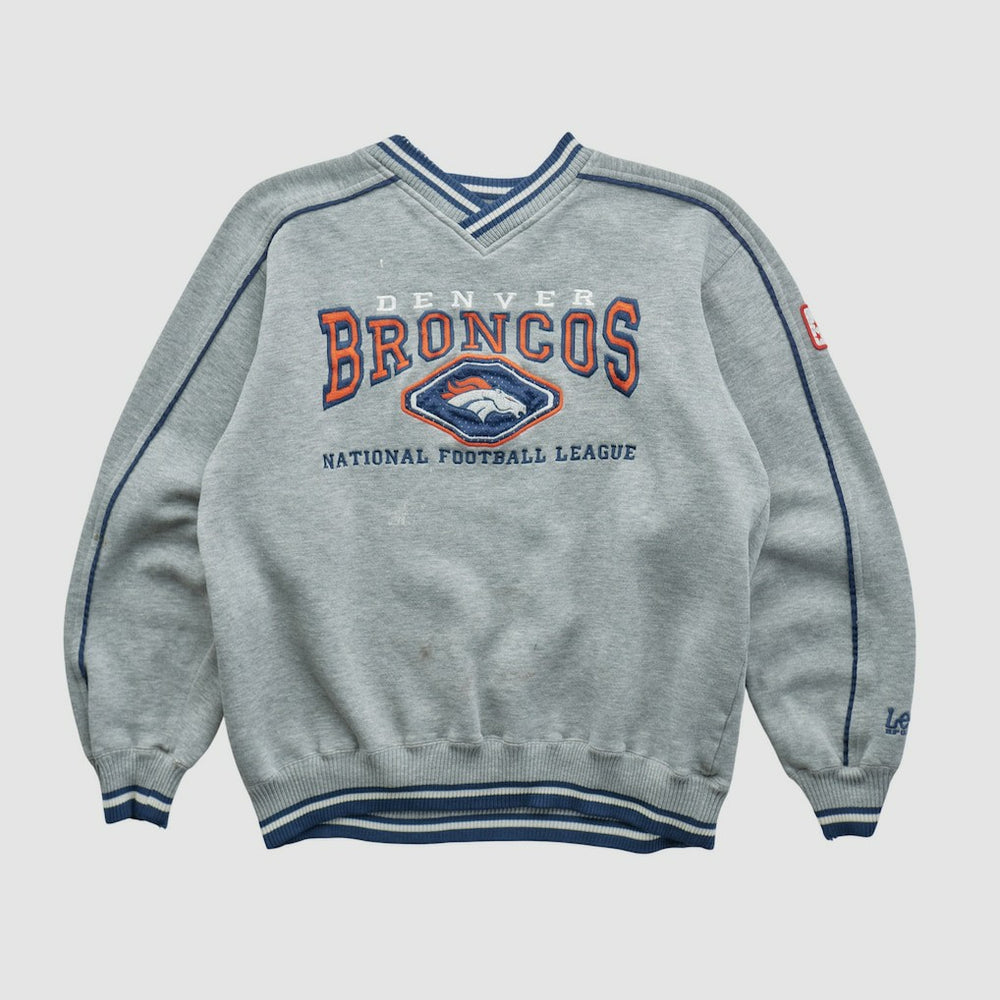 Fanatics Denver Broncos Lee Apparel 90s Pullover Sweatshirt Heather Gray Vintage