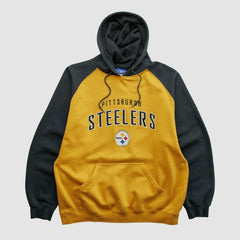 Fanatics Pittsburgh Steelers Reebok 2000s Hooded Pullover Sweatshirt Yellow Vintage