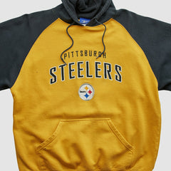 Fanatics Pittsburgh Steelers Reebok 2000s Hooded Pullover Sweatshirt Yellow Vintage