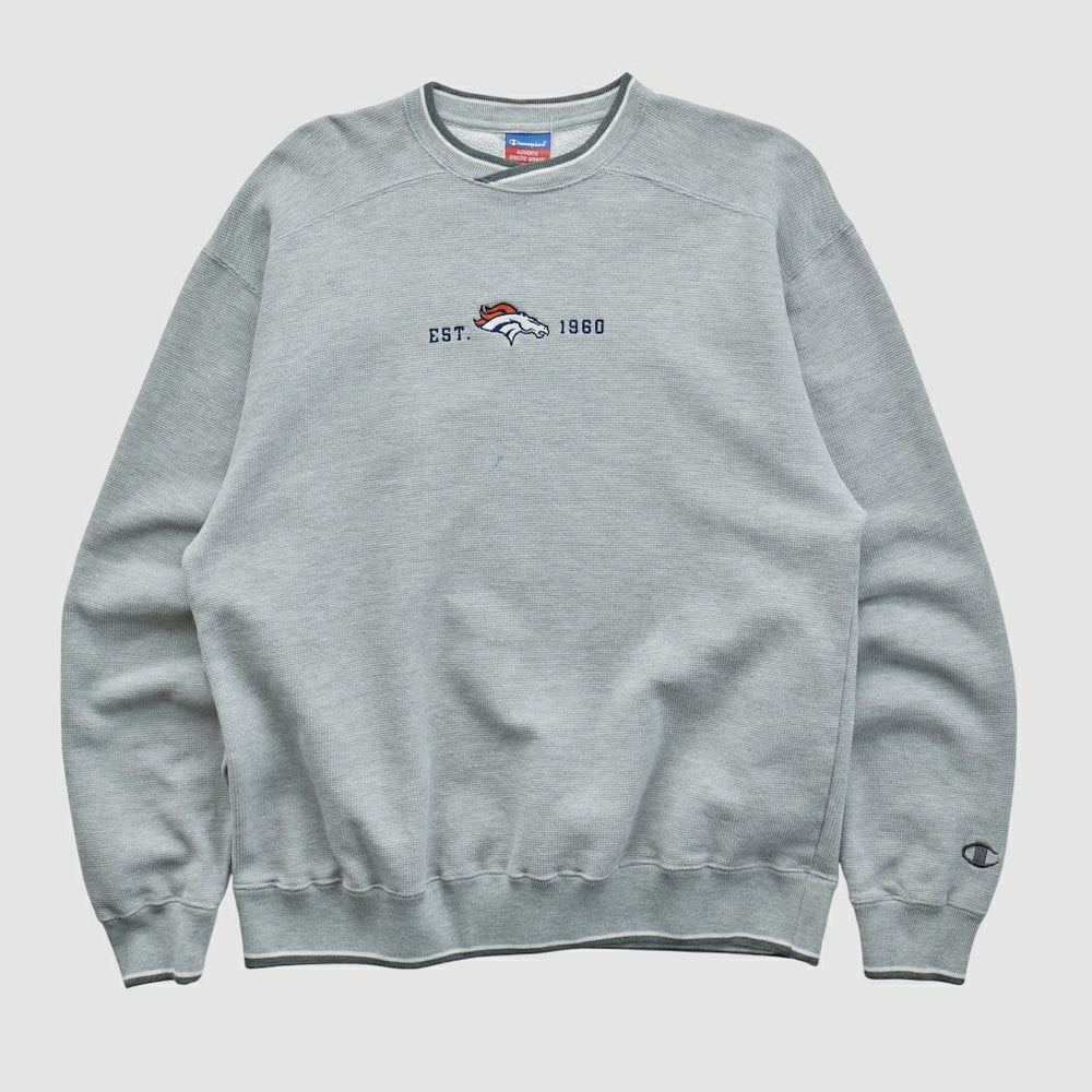 Fanatics Denver Broncos Champion 2000s Pullover Sweatshirt Heather Gray Vintage