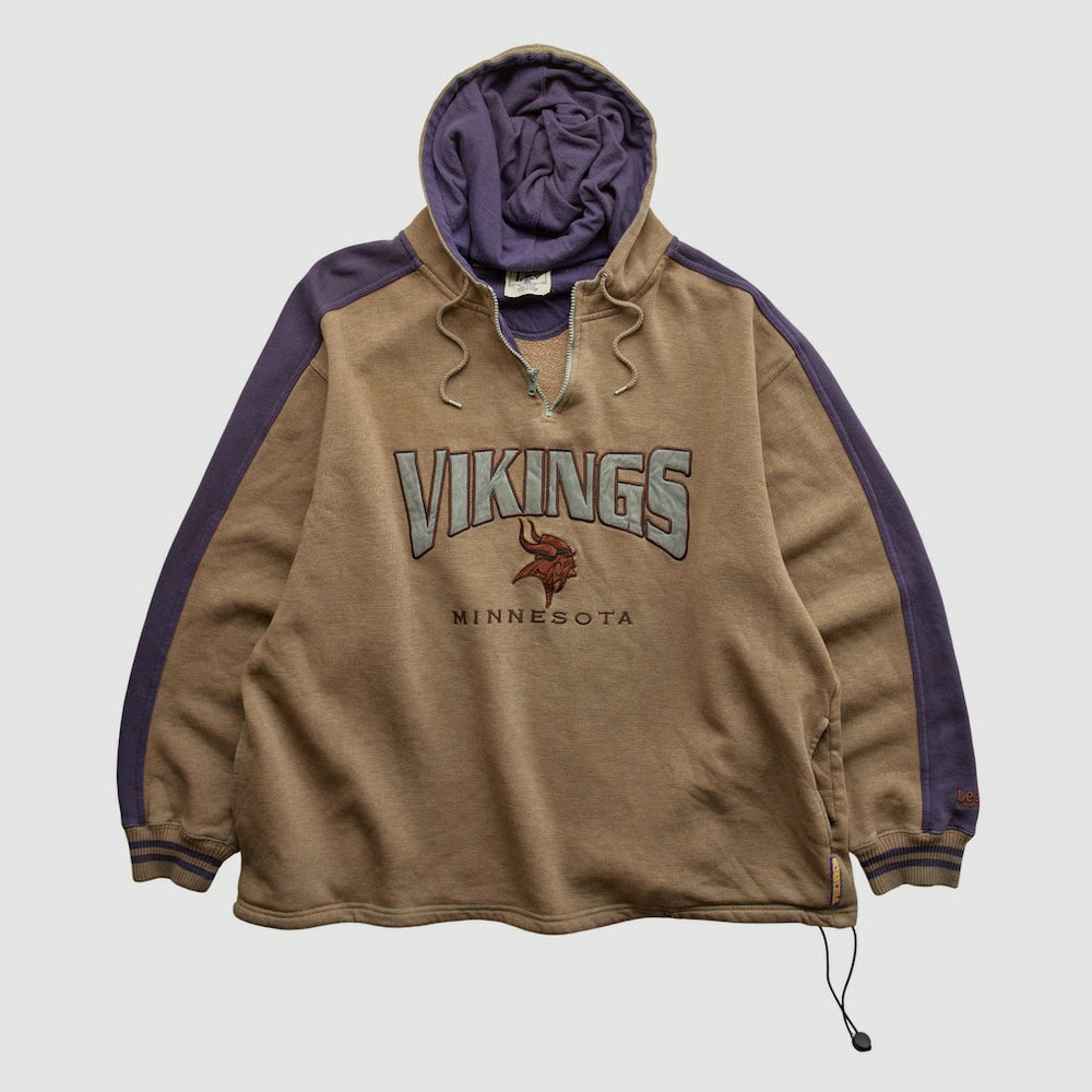 Fanatics Minnesota Vikings Lee Sport 90s Hooded 1/4 Zip Sweatshirt Clay Vintage
