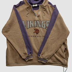 Fanatics Minnesota Vikings Lee Sport 90s Hooded 1/4 Zip Sweatshirt Clay Vintage