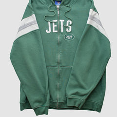 Fanatics New York Jets Reebok 2000s Hooded Full Zip Sweatshirt Green Vintage