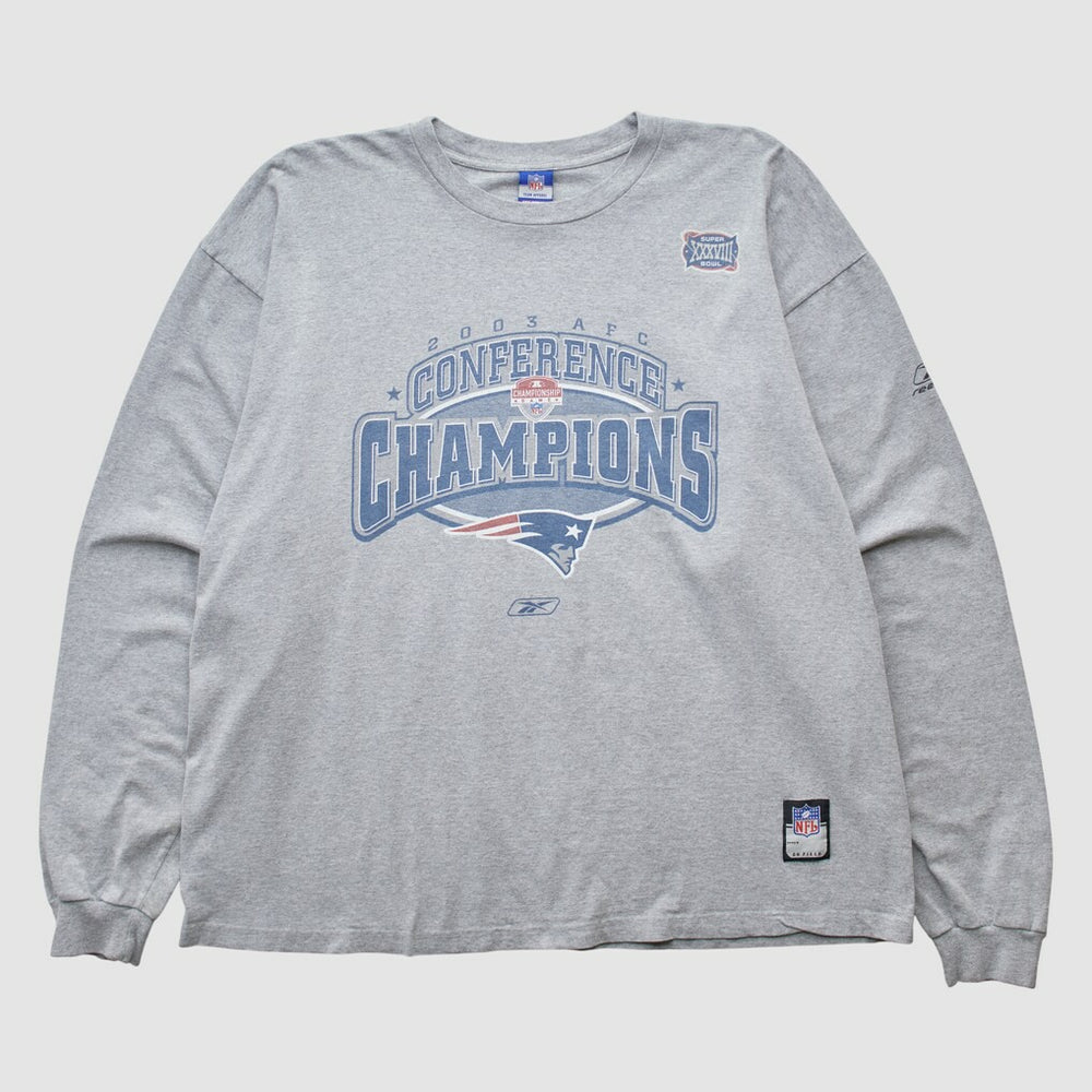 Fanatics New England Patriots Reebok 2003 Long Sleeve T-shirt Heather Gray Vintage