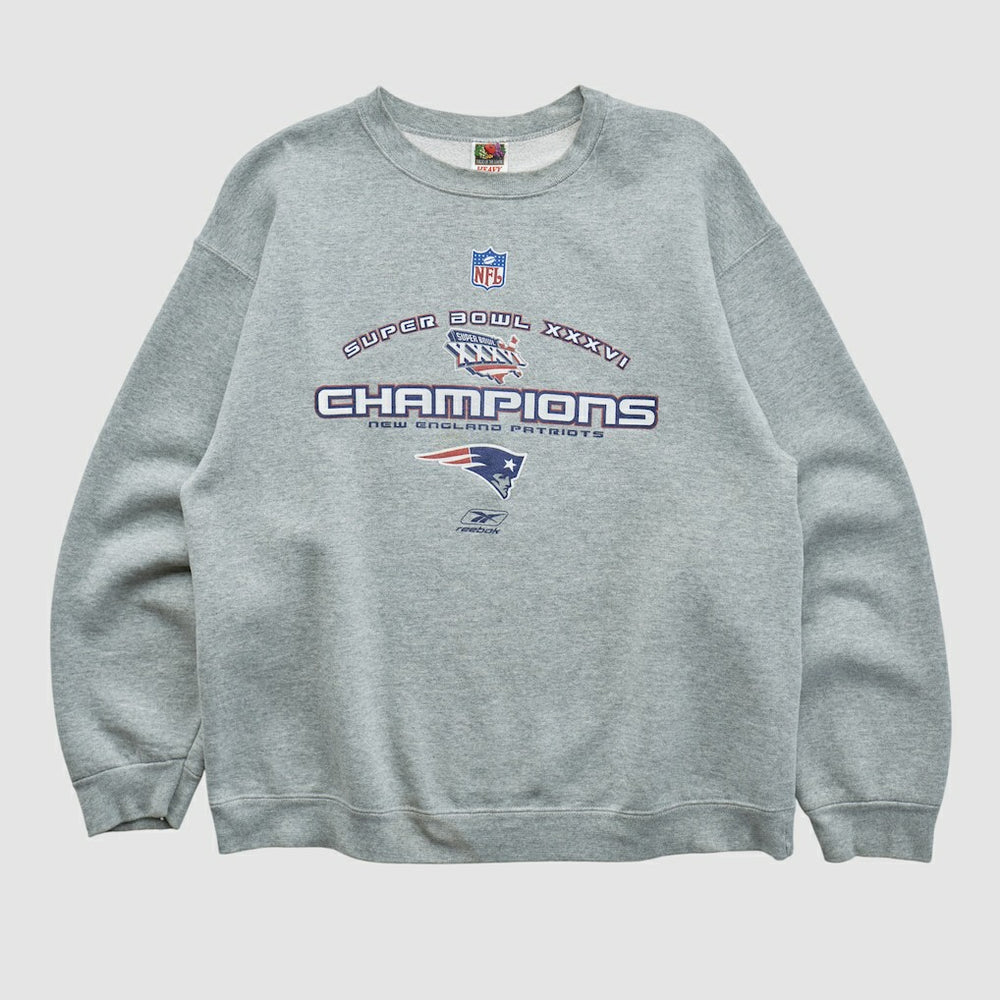 Fanatics Super Bowl XXXVI Fruit of The Loom 2002 Pullover Sweatshirt Heather Gray Vintage
