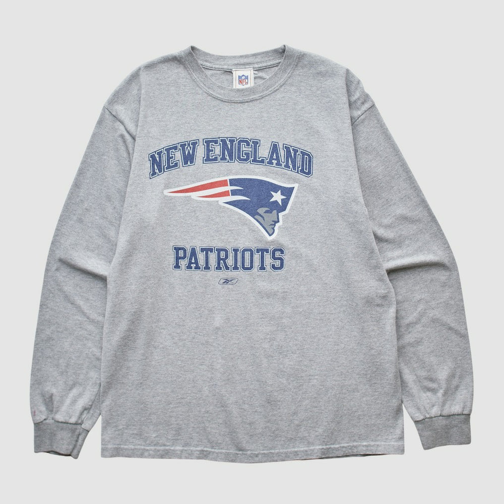 Fanatics New England Patriots Reebok 2000s Long Sleeve T-shirt Heather Gray Vintage