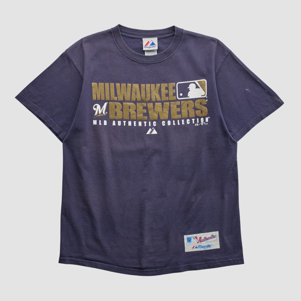 Milwaukee Brewers Majestic 2008 T-shirt - Navy - Vintage - Fanatics Discount