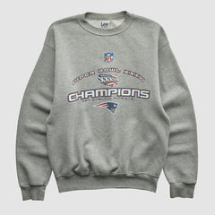 Fanatics New England Patriots Lee Sport 2002 Pullover Sweatshirt Heather Gray Vintage