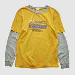Fanatics Minnesota Vikings NFL 2000s Long Sleeve T-shirt Yellow Yth L Real Vintage