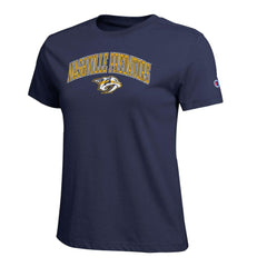 Nashville Predators Champion Women's Arch Mascot Logo T-Shirt - Navy - NHL 203898277