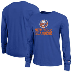 New York Islanders Champion Women's Wordmark Lockup Long Sleeve T-Shirt - Royal - NHL 203898296