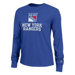 New York Rangers Champion Women's Wordmark Lockup Long Sleeve T-Shirt - Royal - NHL 203898297