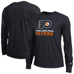 Philadelphia Flyers Champion Women's Wordmark Lockup Long Sleeve T-Shirt - Black - NHL 203898299