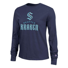 Seattle Kraken Champion Women's Wordmark Lockup Long Sleeve T-Shirt - Navy - NHL 203898303