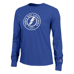 Tampa Bay Lightning Champion Women's Wordmark Lockup Long Sleeve T-Shirt - Royal - NHL 203898305