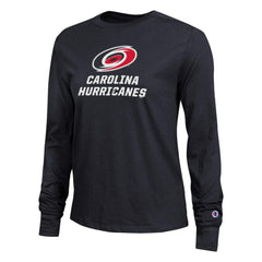 Carolina Hurricanes Champion Women's Wordmark Lockup Long Sleeve T-Shirt - Black - NHL 203898316