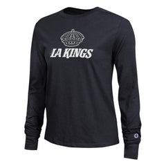 Los Angeles Kings Champion Women's Wordmark Lockup Long Sleeve T-Shirt - Black - NHL 203898322
