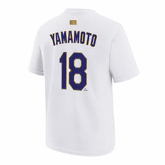 Yoshinobu Yamamoto Los Angeles Dodgers Nike Youth 2026 Gold Collection Name & Number T-Shirt - White - Nike Sale