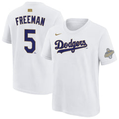 Freddie Freeman Los Angeles Dodgers Nike Youth 2026 Gold Collection Name & Number T-Shirt - White - Nike Discount