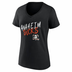 Anaheim Ducks Women's Hustle Personalized Name & Number V-Neck T-Shirt - Black - NHL 203920978