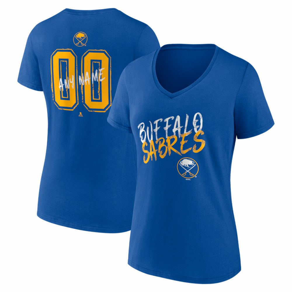 Buffalo Sabres Women's Hustle Personalized Name & Number V-Neck T-Shirt - Royal - NHL 203920988