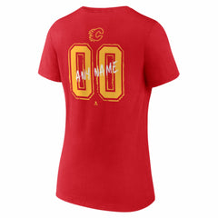 Calgary Flames Women's Hustle Personalized Name & Number V-Neck T-Shirt - Red - NHL 203920994