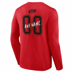 Carolina Hurricanes Hustle Personalized Name & Number Long Sleeve T-Shirt - Red - NHL 203920996