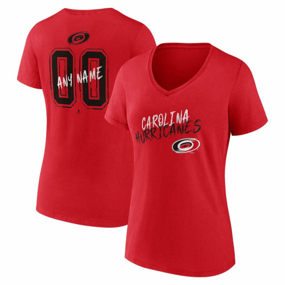 Carolina Hurricanes Women's Hustle Personalized Name & Number V-Neck T-Shirt - Red - NHL 203921000