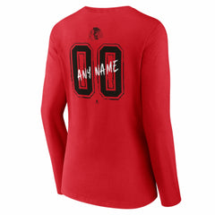 Chicago Blackhawks Women's Hustle Personalized Name & Number Long Sleeve V-Neck T-Shirt - Red - NHL 203921005