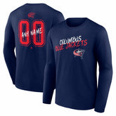 Columbus Blue Jackets Hustle Personalized Name & Number Long Sleeve T-Shirt - Navy - NHL 203921015