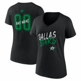 Dallas Stars Women's Hustle Personalized Name & Number V-Neck T-Shirt - Black - NHL 203921024