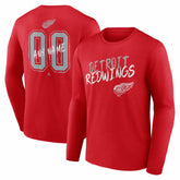 Detroit Red Wings Hustle Personalized Name & Number Long Sleeve T-Shirt - Red - NHL 203921026