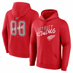 Detroit Red Wings Hustle Personalized Name & Number Hoodie - Red - NHL 203921027