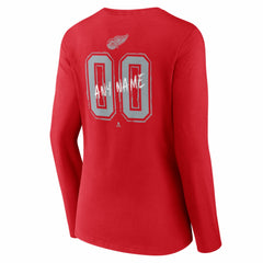 Detroit Red Wings Women's Hustle Personalized Name & Number Long Sleeve V-Neck T-Shirt - Red - NHL 203921029