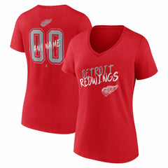 Detroit Red Wings Women's Hustle Personalized Name & Number V-Neck T-Shirt - Red - NHL 203921030