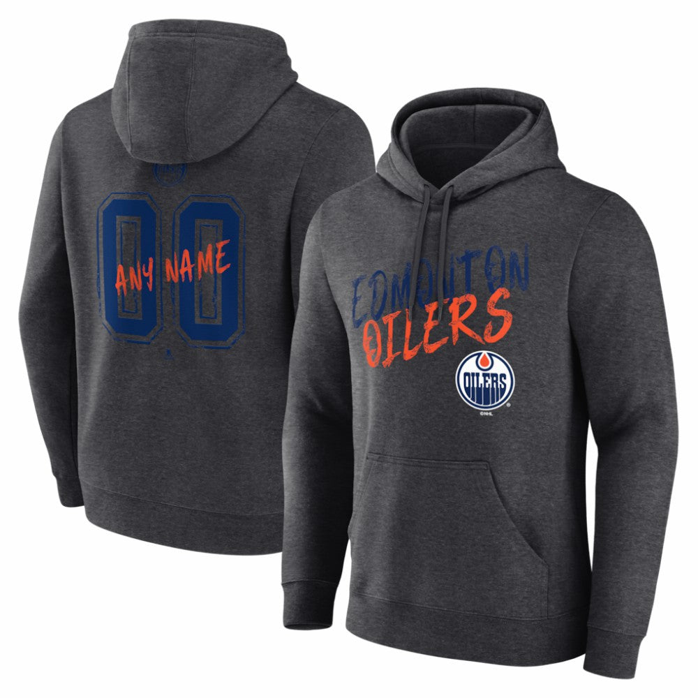 Edmonton Oilers Hustle Personalized Name & Number Hoodie - Charcoal - NHL 203921033