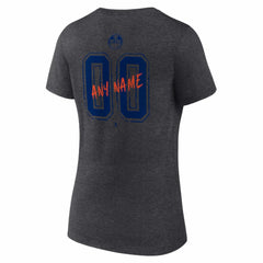 Edmonton Oilers Women's Hustle Personalized Name & Number V-Neck T-Shirt - Charcoal - NHL 203921035
