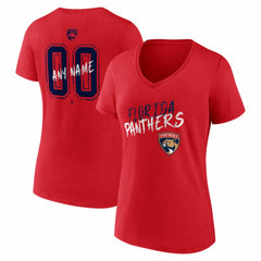 Florida Panthers Women's Hustle Personalized Name & Number V-Neck T-Shirt - Red - NHL 203921041