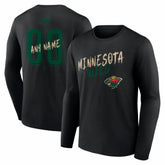 Minnesota Wild Hustle Personalized Name & Number Long Sleeve T-Shirt - Black - NHL 203921050