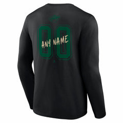 Minnesota Wild Hustle Personalized Name & Number Long Sleeve T-Shirt - Black - NHL 203921050