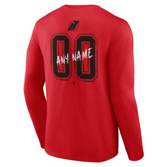 New Jersey Devils Hustle Personalized Name & Number Long Sleeve T-Shirt - Red - NHL 203921067