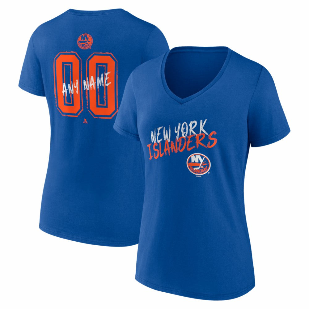 New York Islanders Women's Hustle Personalized Name & Number V-Neck T-Shirt - Royal - NHL 203921075