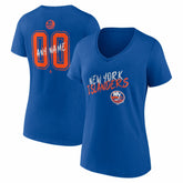 New York Islanders Women's Hustle Personalized Name & Number V-Neck T-Shirt - Royal - NHL 203921075