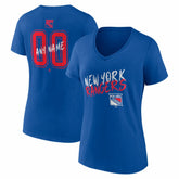 New York Rangers Women's Hustle Personalized Name & Number V-Neck T-Shirt - Blue - NHL 203921079